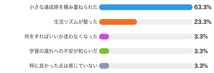 学習計画を立てて良かったと感じる点は？（複数回答・計画を立てた経験がある30名）